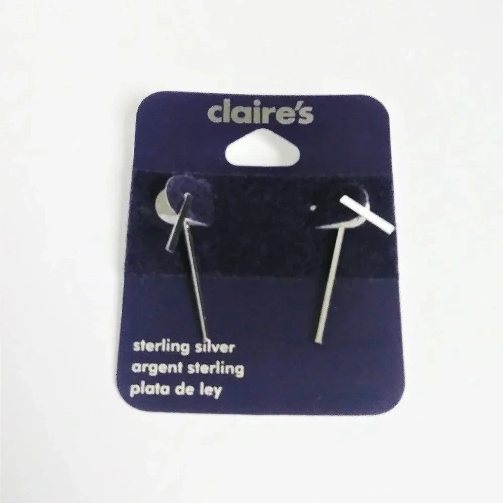 Claire's Sterling Silver 2‎ Sticks Earrings NEW J40
